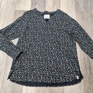 Old Ranch Organic Cotton Long Sleeve Micro Floral Blouse Top Women's Medium